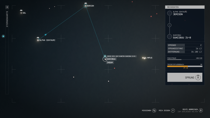 Im All reisen wir per Sprung. (Bild: Bethesda/Screenshot: Golem.de)